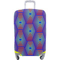Red Blue Bee Hive Pattern Luggage Cover (large) by Hannah976