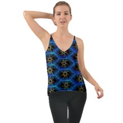 Blue Bee Hive Pattern Chiffon Cami