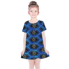 Blue Bee Hive Pattern Kids  Simple Cotton Dress by Hannah976