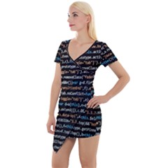 Close Up Code Coding Computer Short Sleeve Asymmetric Mini Dress