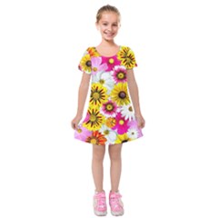 Flowers Blossom Bloom Nature Plant Kids  Short Sleeve Velvet Dress