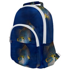 Fish Blue Animal Water Nature Rounded Multi Pocket Backpack by Hannah976