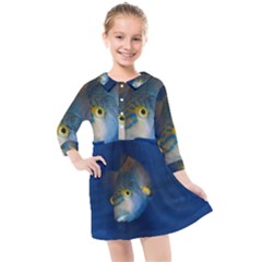 Fish Blue Animal Water Nature Kids  Quarter Sleeve Shirt Dress