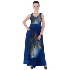 Fish Blue Animal Water Nature Empire Waist Velour Maxi Dress by Hannah976