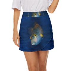 Fish Blue Animal Water Nature Mini Front Wrap Skirt by Hannah976