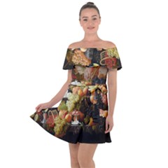 Abundance Of Fruit Severin Roesen Off Shoulder Velour Dress by Hannah976