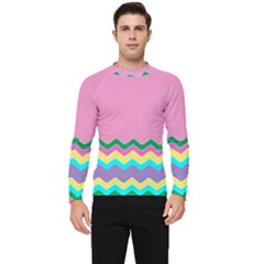 Easter Chevron Pattern Stripes Men s Long Sleeve Rash Guard by Hannah976