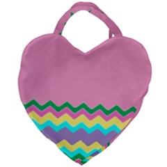 Easter Chevron Pattern Stripes Giant Heart Shaped Tote