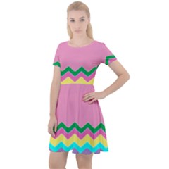 Easter Chevron Pattern Stripes Cap Sleeve Velour Dress  by Hannah976