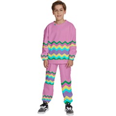 Easter Chevron Pattern Stripes Kids  Sweatshirt Set by Hannah976