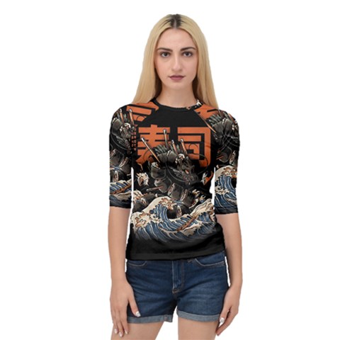 Sushi Dragon Japanese Quarter Sleeve Raglan T-shirt by Bedest