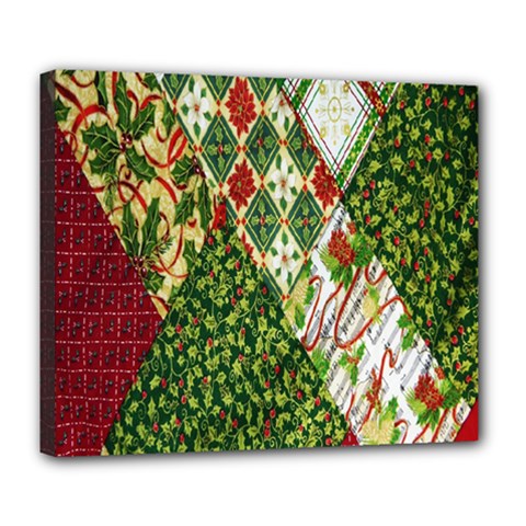 Christmas Quilt Background Deluxe Canvas 24  X 20  (stretched) by Ndabl3x