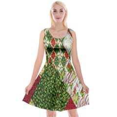 Christmas Quilt Background Reversible Velvet Sleeveless Dress by Ndabl3x