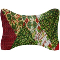 Christmas Quilt Background Seat Head Rest Cushion by Ndabl3x