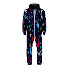 Colorful Background Moons Stars Hooded Jumpsuit (kids) by Ndabl3x