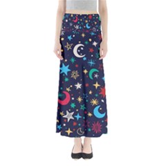 Colorful Background Moons Stars Full Length Maxi Skirt by Ndabl3x