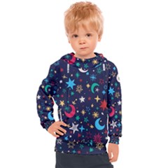 Colorful Background Moons Stars Kids  Hooded Pullover by Ndabl3x