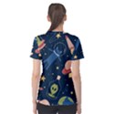 Seamless Pattern With Funny Alien Cat Galaxy Women s Sport Mesh T-Shirt View2