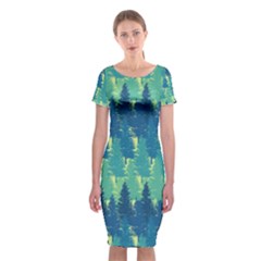 Christmas Trees Pattern Digital Paper Seamless Classic Short Sleeve Midi Dress by Ndabl3x