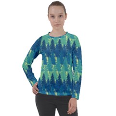 Christmas Trees Pattern Digital Paper Seamless Women s Long Sleeve Raglan T-Shirt