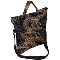 Fantasy Dragon Pentagram Fold Over Handle Tote Bag by Maspions