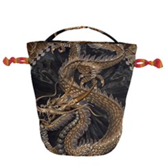 Fantasy Dragon Pentagram Drawstring Bucket Bag by Maspions