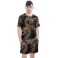 Fantasy Dragon Pentagram Men s Mesh T-shirt And Shorts Set