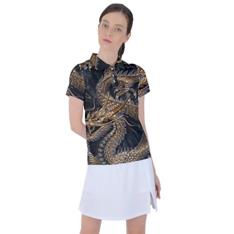 Fantasy Dragon Pentagram Women s Polo T-shirt by Maspions