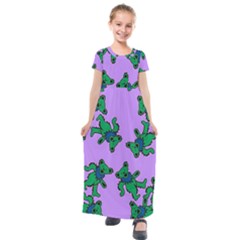 Grateful Dead Bears Kids  Short Sleeve Maxi Dress by Cendanart