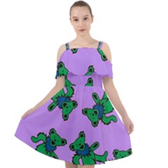 Grateful Dead Bears Cut Out Shoulders Chiffon Dress by Cendanart