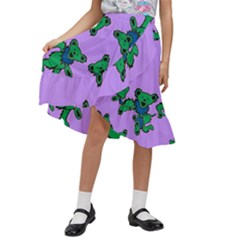 Grateful Dead Bears Kids  Ruffle Flared Wrap Midi Skirt