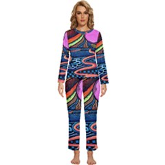 Grateful Dead Wallpaper Womens  Long Sleeve Lightweight Pajamas Set by Cendanart