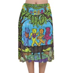 Dancing Bears Grateful Dead Velvet Flared Midi Skirt