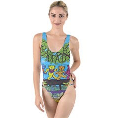 Dancing Bears Grateful Dead High Leg Strappy Swimsuit by Cendanart