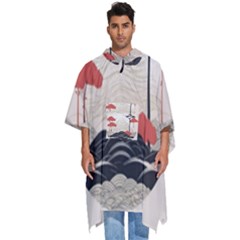 Japanese Nature Spring Garden Men s Hooded Rain Ponchos by Ndabl3x