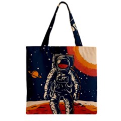 Vintage Retro Space Posters Astronaut Zipper Grocery Tote Bag