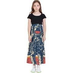 Vintage Retro Space Posters Astronaut Kids  Flared Maxi Skirt by Sarkoni