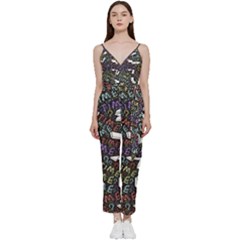 Time Nonlinear Curved Undirected V-neck Camisole Jumpsuit