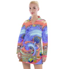 Swirl Vortex Emoji Cyclone Motion Women s Long Sleeve Casual Dress by Paksenen