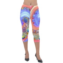 Swirl Vortex Emoji Cyclone Motion Lightweight Velour Capri Leggings  by Paksenen