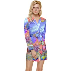 Swirl Vortex Emoji Cyclone Motion Long Sleeve Satin Robe by Paksenen