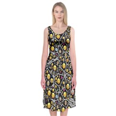 Mental Emojis Emoticons Icons Midi Sleeveless Dress by Paksenen