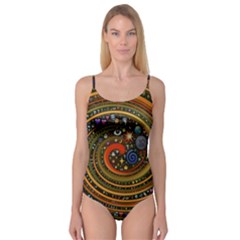 Swirl Vortex Emoji Cyclone Motion Art Camisole Leotard  by Paksenen