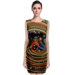 Swirl Vortex Emoji Cyclone Motion Art Sleeveless Velvet Midi Dress by Paksenen