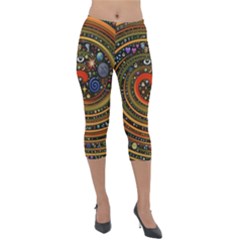 Swirl Vortex Emoji Cyclone Motion Art Lightweight Velour Capri Leggings  by Paksenen