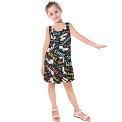 Time Nonlinear Curved Linear Kids  Sleeveless Dress by Paksenen