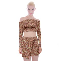 Mind Brain Thought Mental Off Shoulder Top With Mini Skirt Set by Paksenen