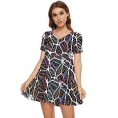 Mental Human Experience Mindset Tiered Short Sleeve Babydoll Dress