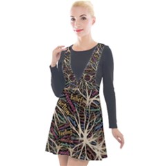 Mental Human Experience Mindset Pattern Plunge Pinafore Velour Dress