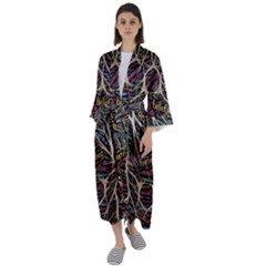 Mental Human Experience Mindset Pattern Maxi Satin Kimono